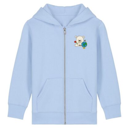 Bio Hooded Sweatjacke Kinder (Baui Weltkugel) - Vorne